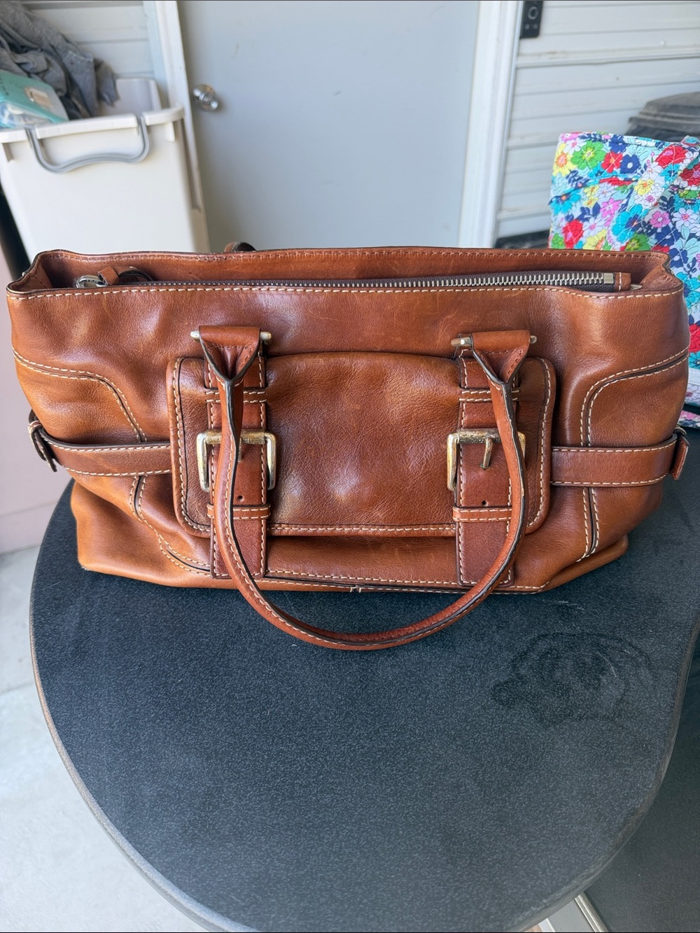 Michael Kors Cognac Leather Shoulder Bag